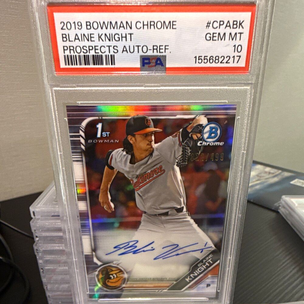 2019 Bowman Chrome Blaine Knight Prospects Auto Refractor /499 PSA 155682217